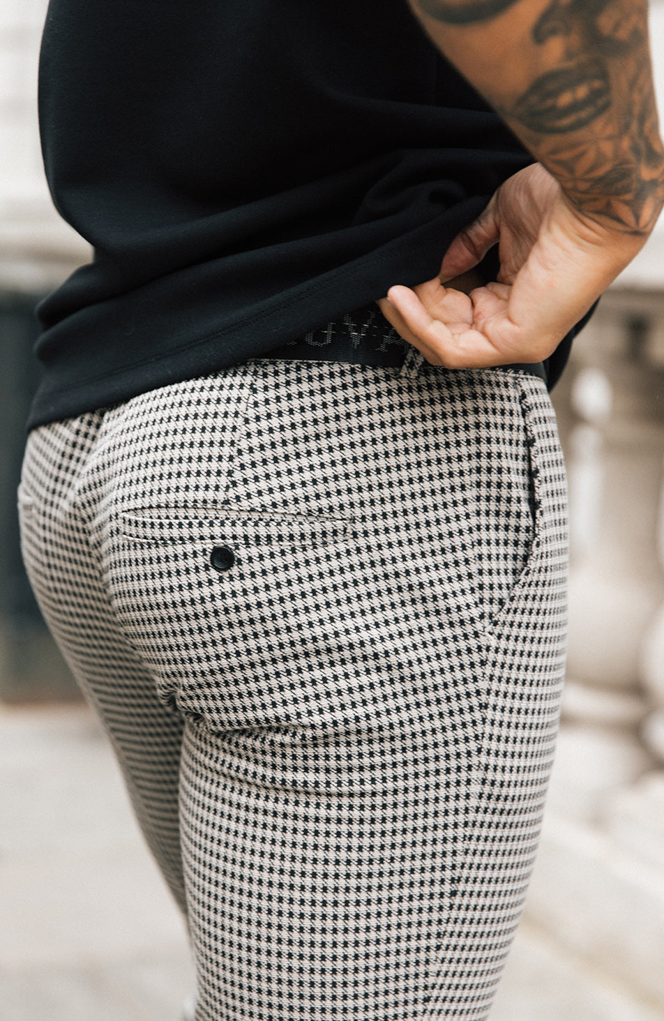 Signature Check Trousers with Half Belt