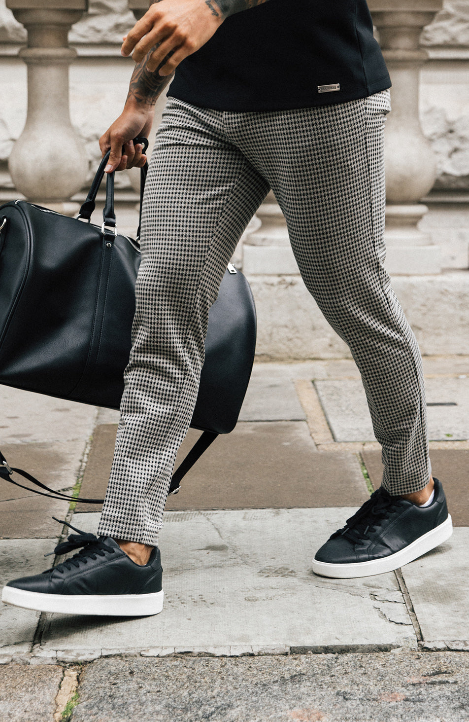 Signature Check Trousers with Half Belt