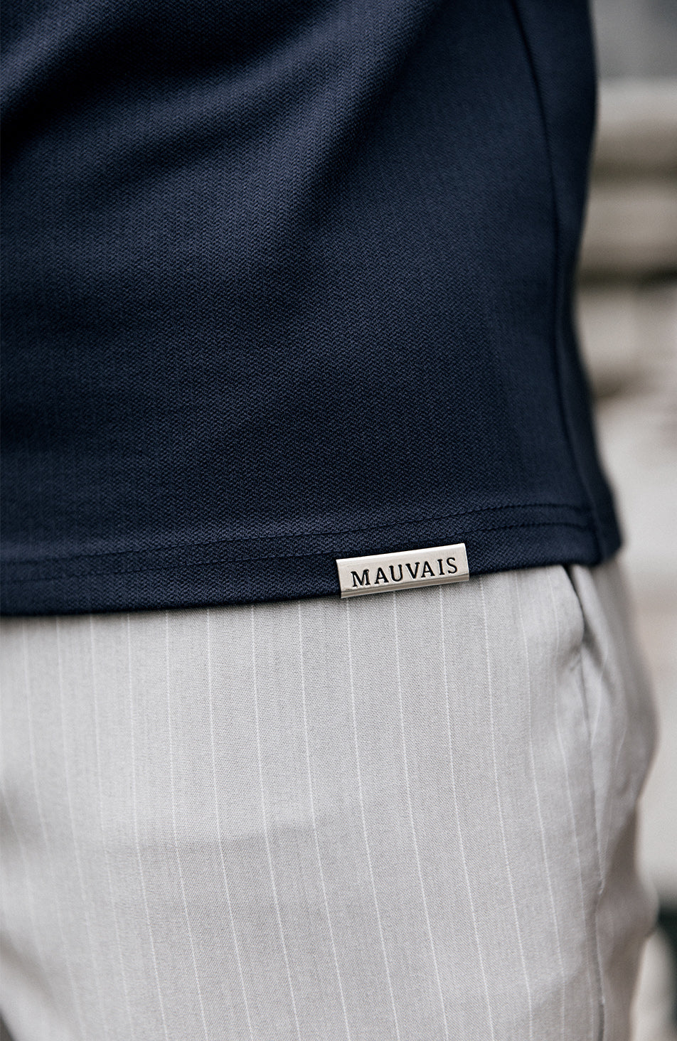 Signature Zip Tee in Navy