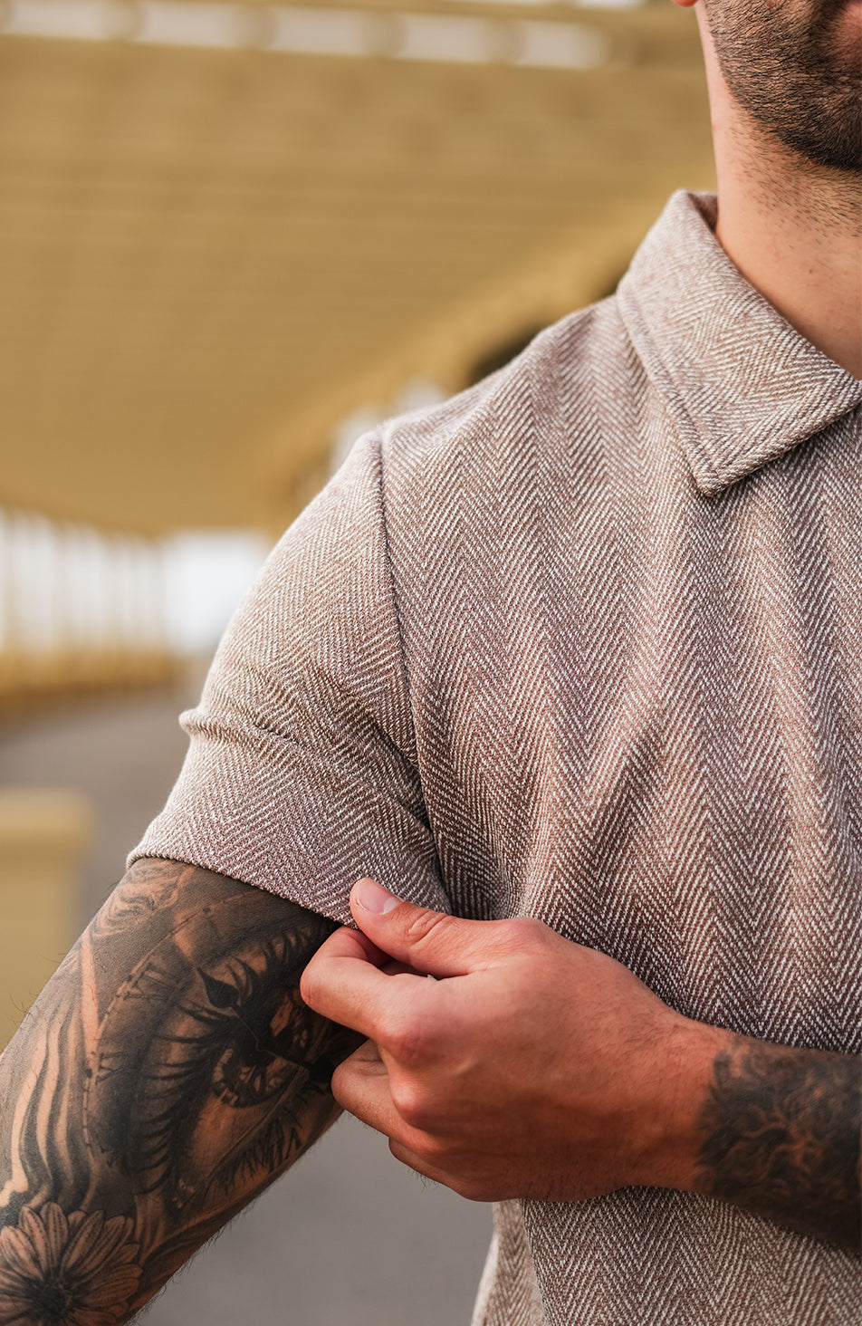 Zig Zag Polo in Taupe