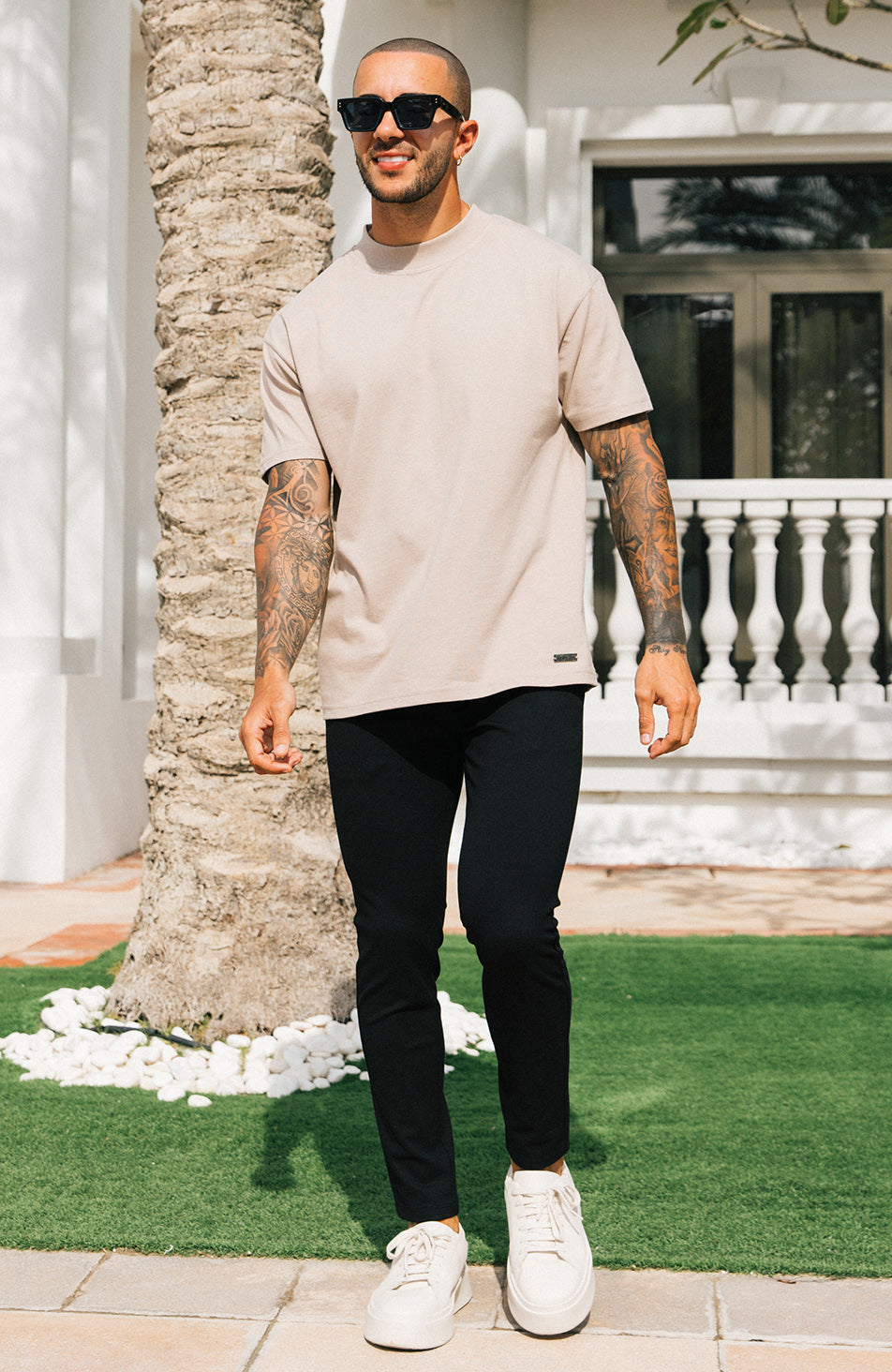 Signature Oversized Tee in Stone