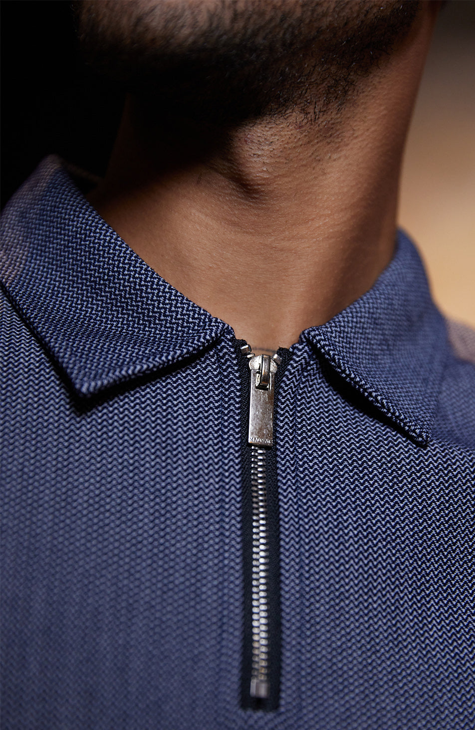 Tormore Geo Textured Zipped Polo in Navy