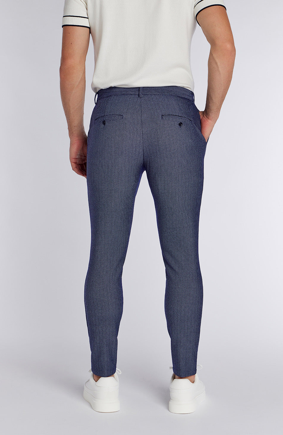 Tormore Slim Geo Textured Trousers in Navy