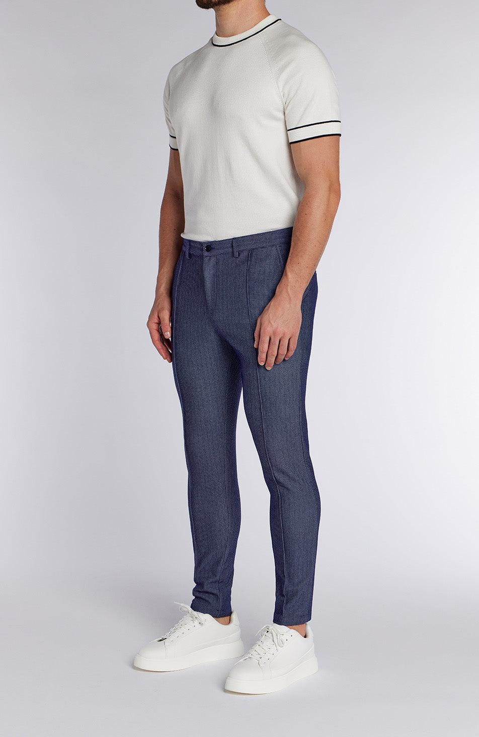 Tormore Slim Geo Textured Trousers in Navy