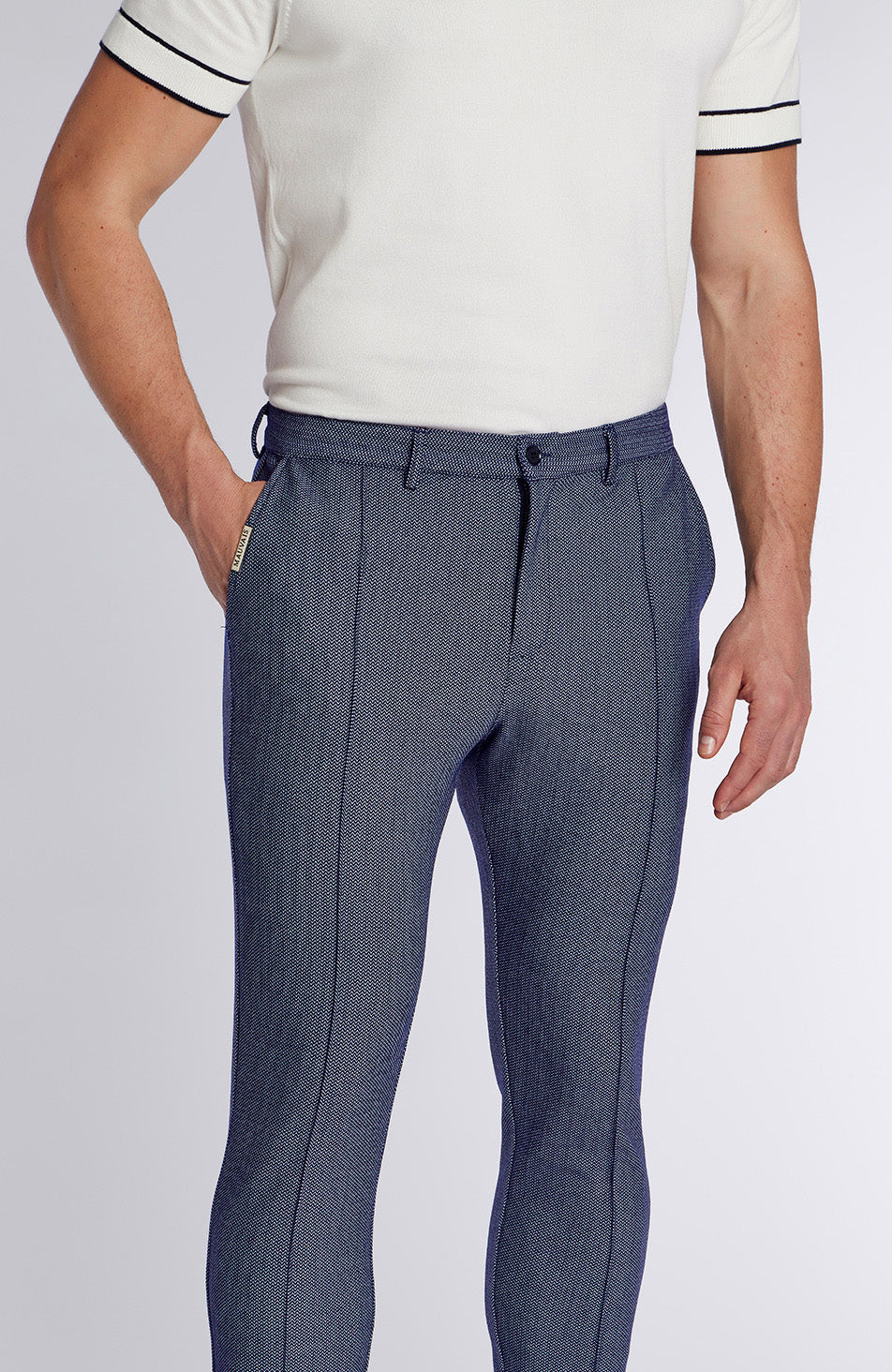 Tormore Slim Geo Textured Trousers in Navy