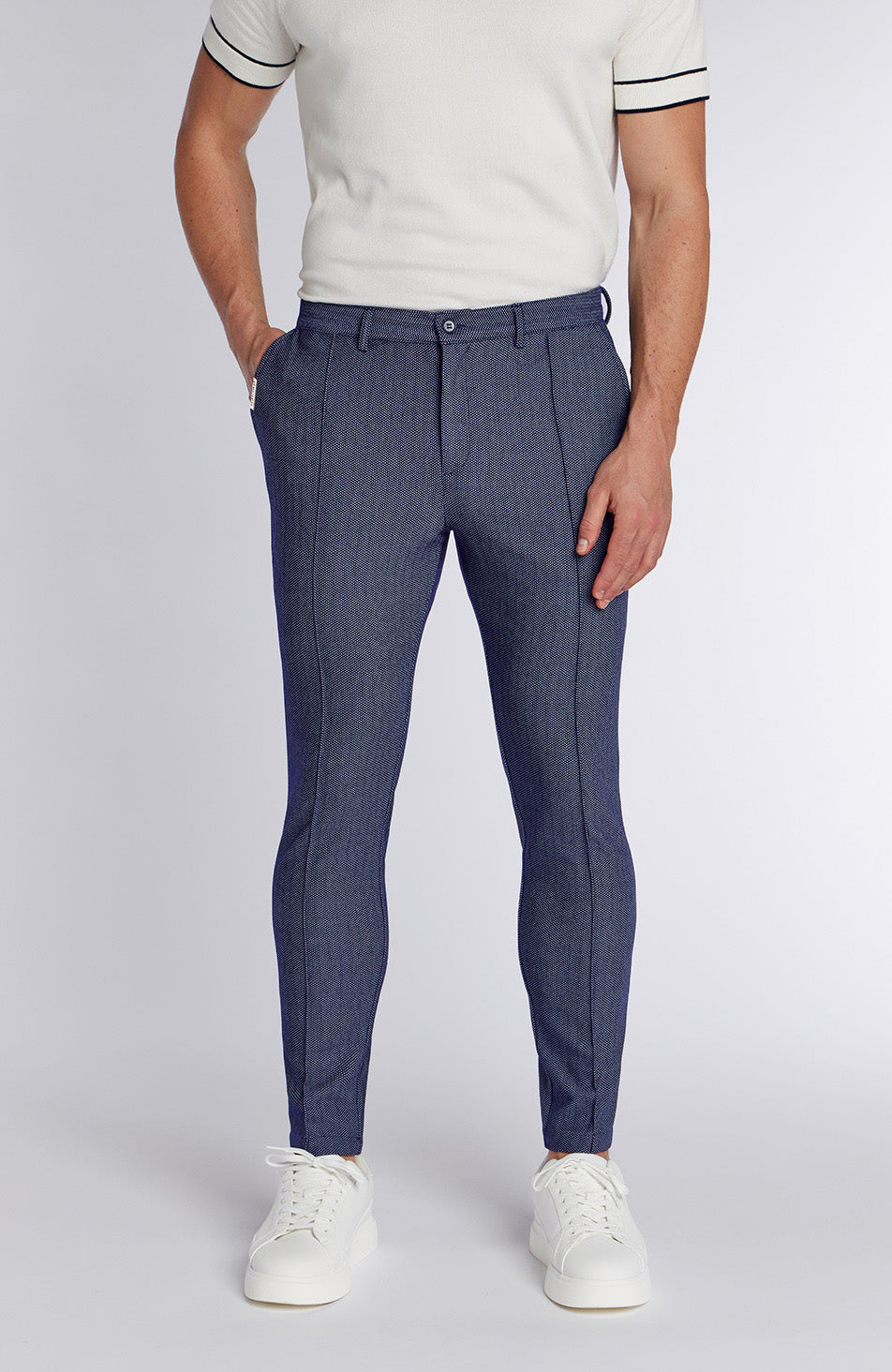 Tormore Slim Geo Textured Trousers in Navy