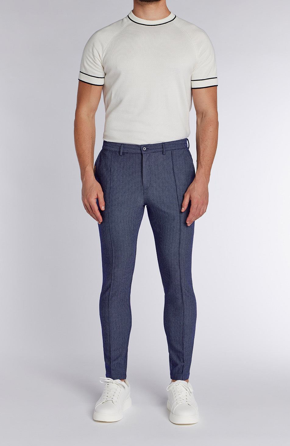 Tormore Slim Geo Textured Trousers in Navy