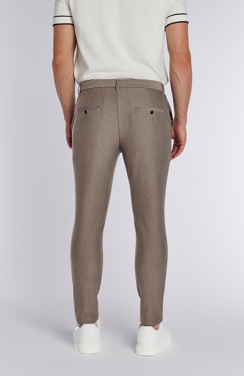 Tormore Slim Geo Textured Trousers in Taupe