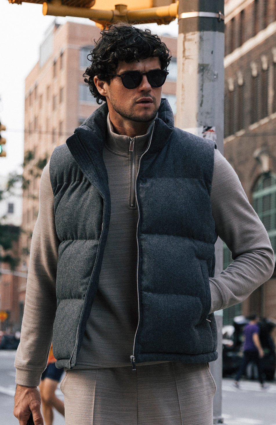 Tournelle Brushed Padded Gilet in Grey