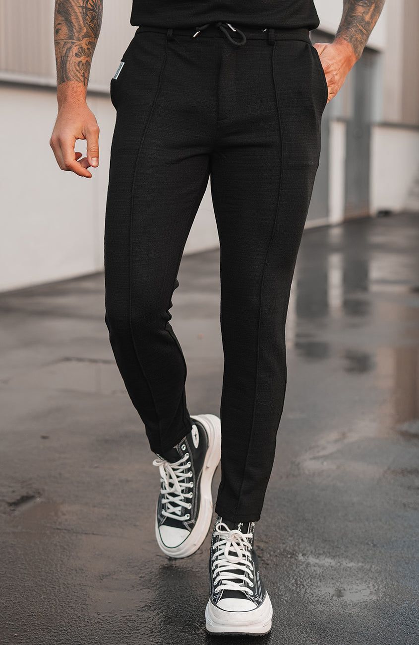 Premium Textured Trousers in Black