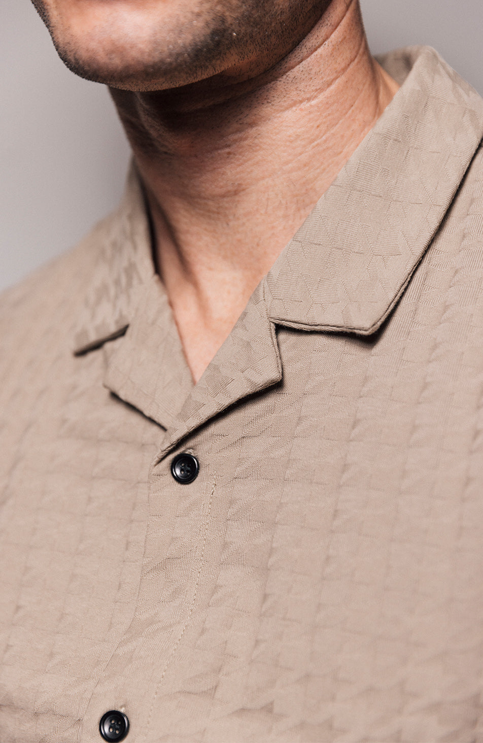 Vincent Slim Grid Shirt in Champagne Dogtooth