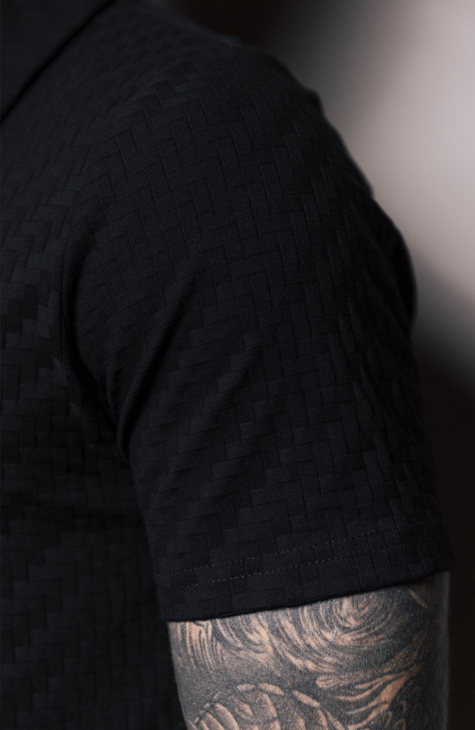 Vincent Slim Grid Shirt in Black