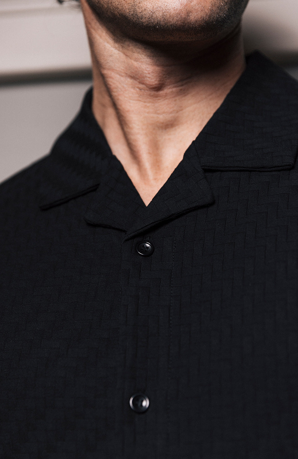 Vincent Slim Grid Shirt in Black