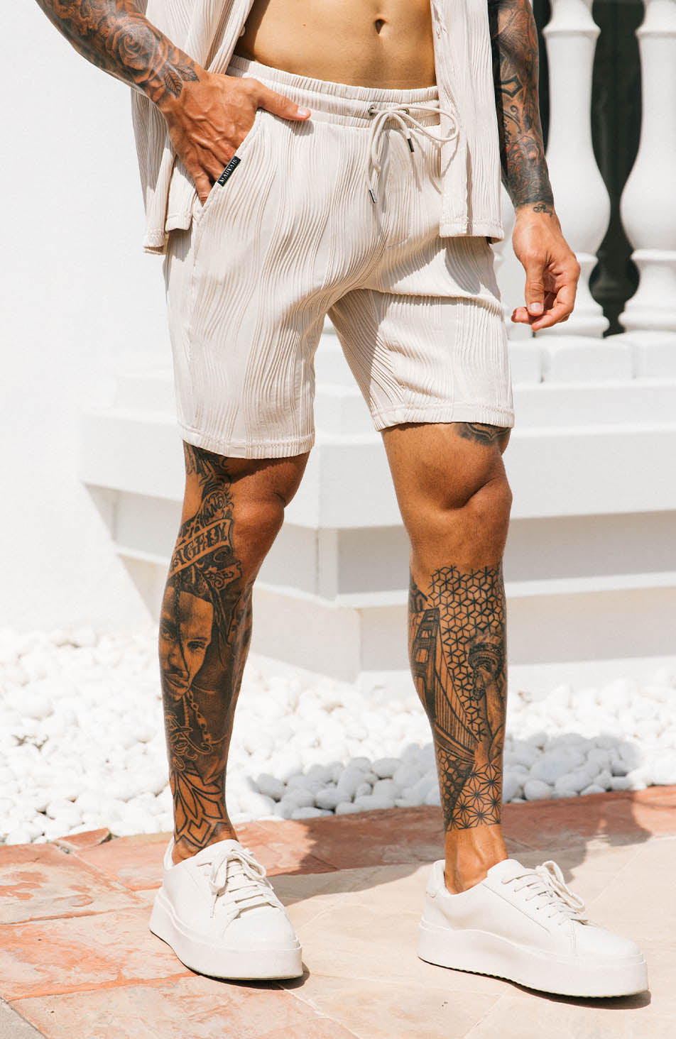 Wave Shorts in Stone