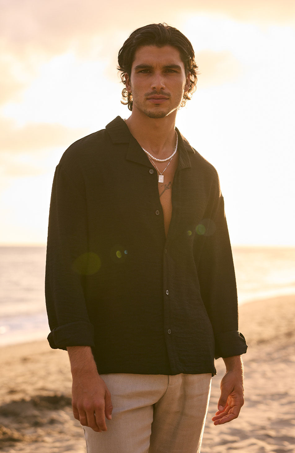 Fiorano Long Sleeve Relaxed Fit Shirt in Black