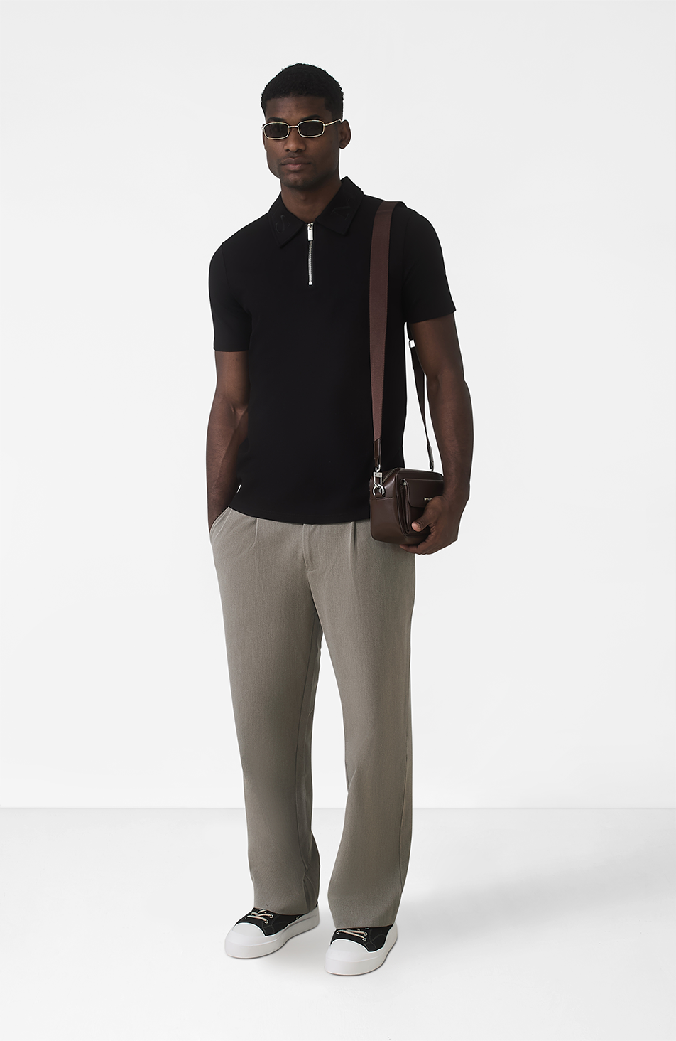 Signature Embroidery Logo Polo in Black