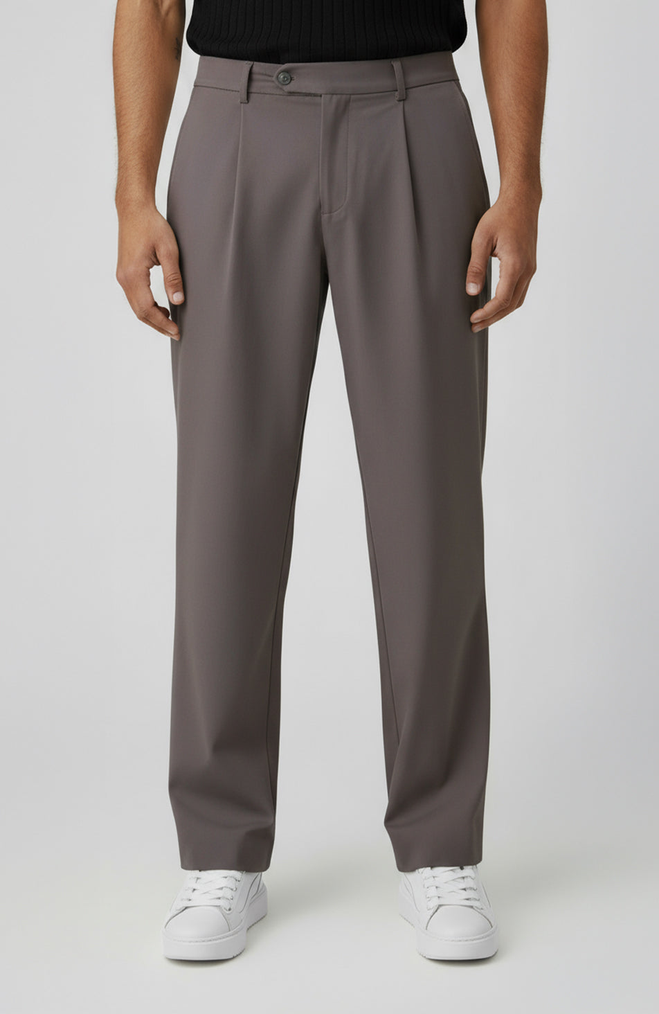 Como Relaxed Fit Pleated Tailored Trousers in Taupe