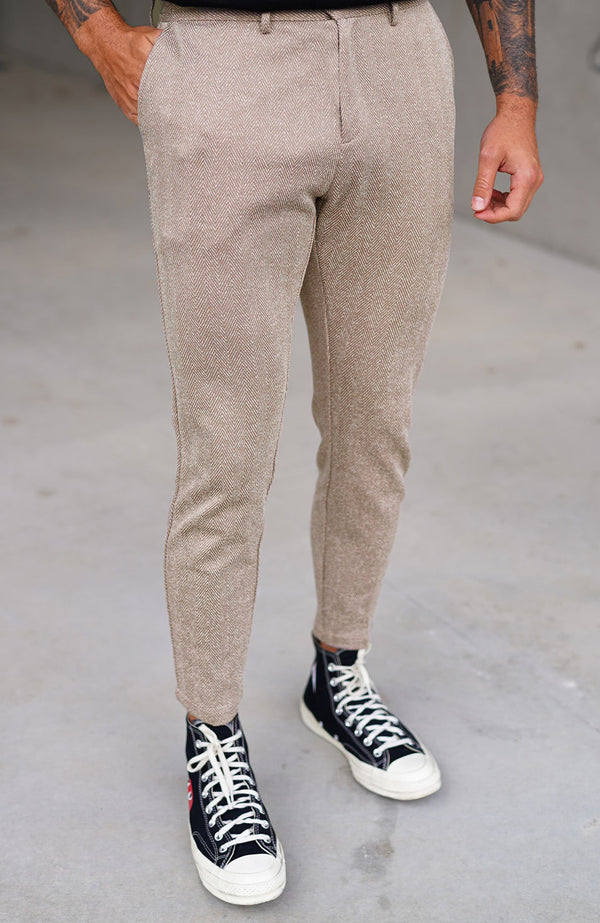 Zig Zag Premium Trousers in Taupe
