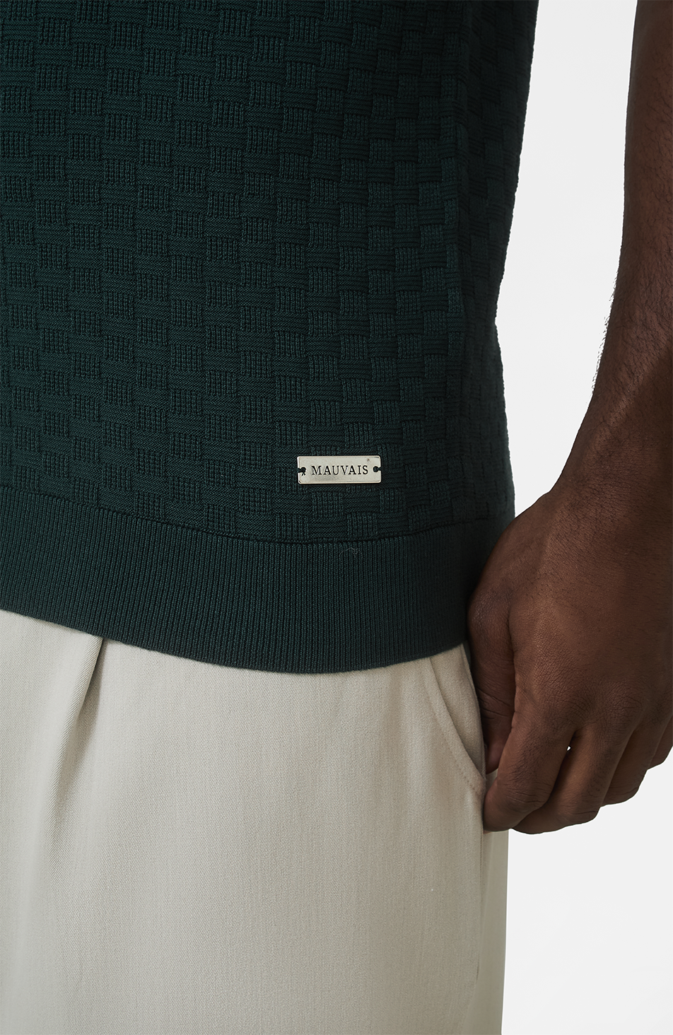 Nerano Slim Knit Polo in Dark Green