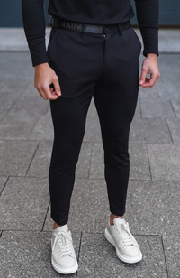 Signature Trousers With Tonal Half Belt in Black