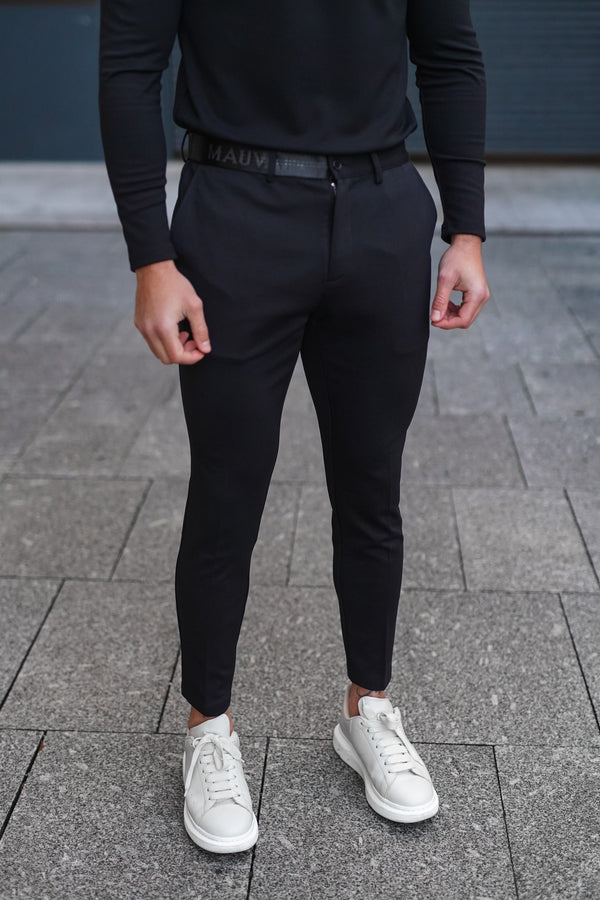 Renato Premium Half Belt Trousers in Black