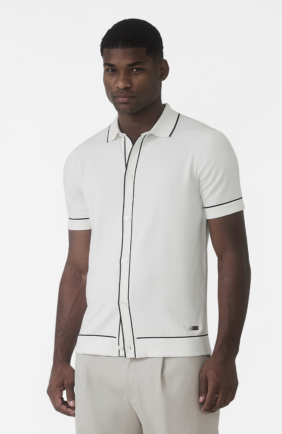 Luciano Slim Knit Shirt in White