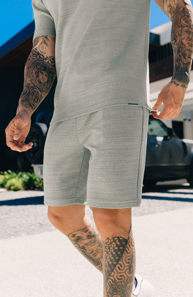 Premium Textured Shorts in Sage Green