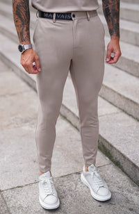 Renato Premium Half Belt Trousers in Beige