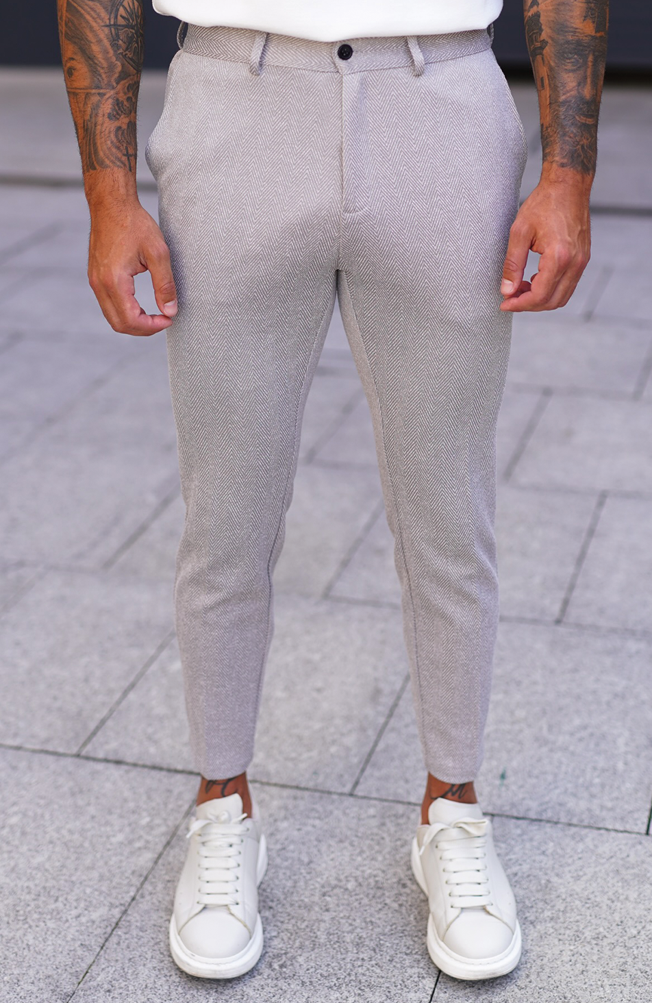 Zig Zag Premium Trousers in Ice Grey