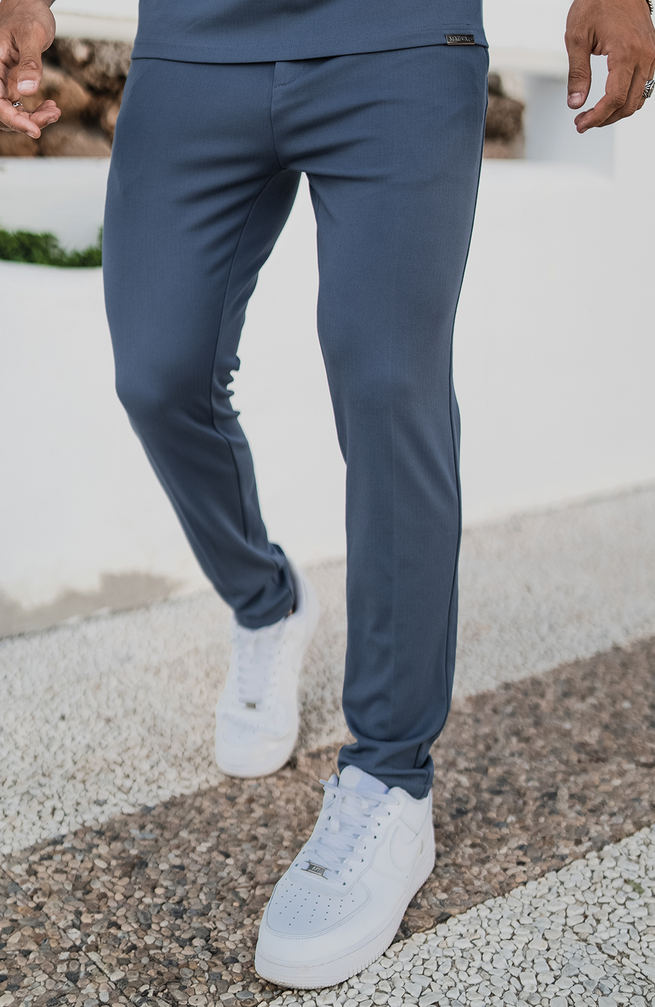 MAUVAIS Light Blue Trousers with Half Belt