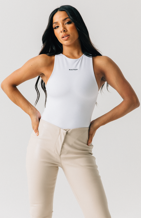 Mauvais Womens Kaia Ribbed Racer Crop Top in Sage