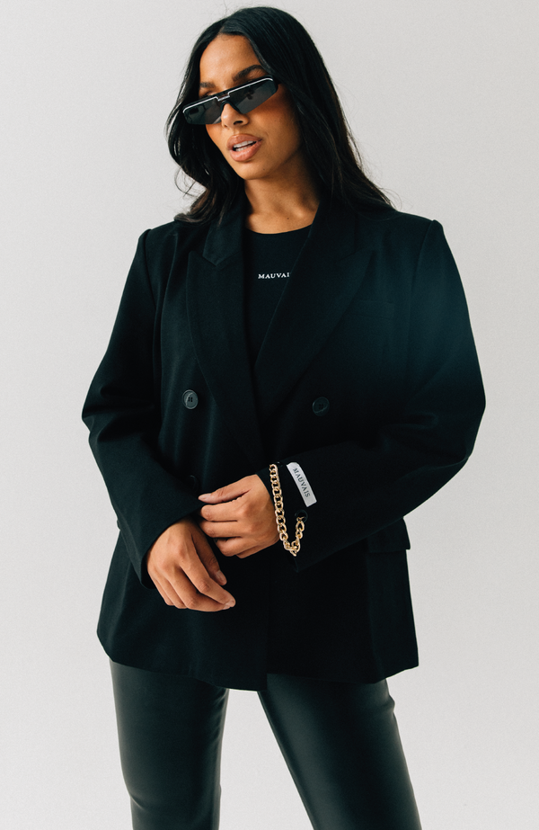 Womens Chained Oversized Blazer in Black